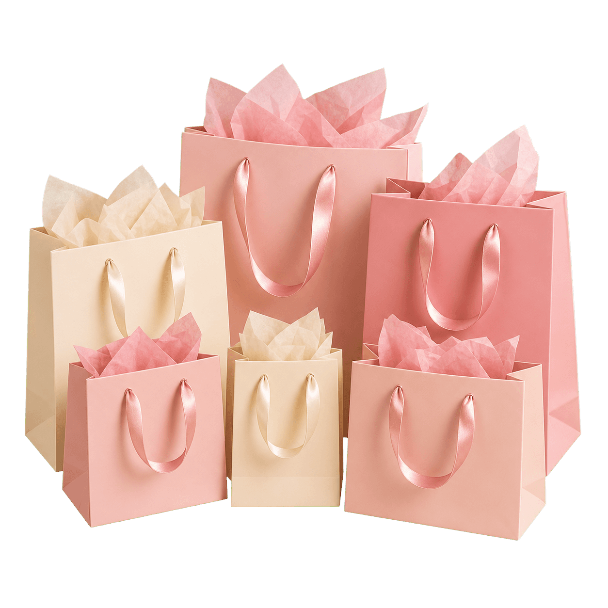 Sacolas rosa na chegada